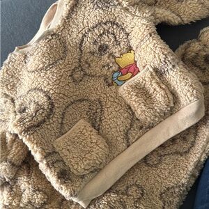 Cozy Tan Fleece Sweater with Bear Design
